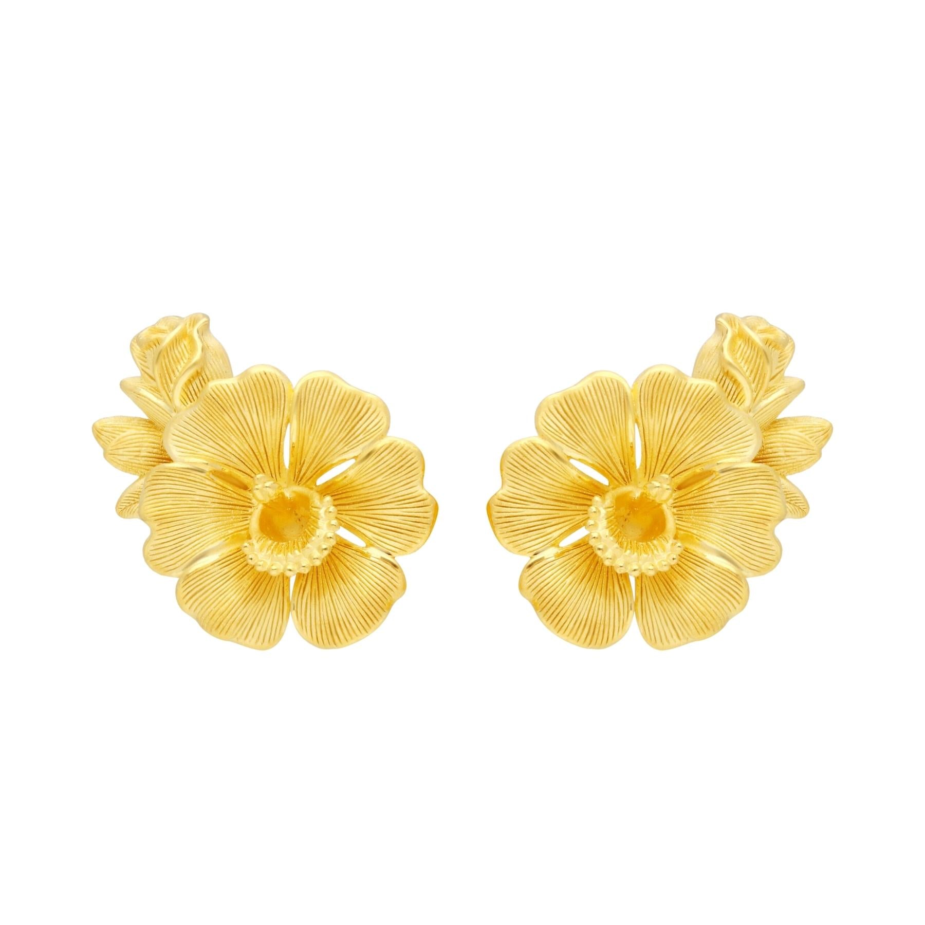 TFC Periwinkle Flower Golden Plated Stud Earrings